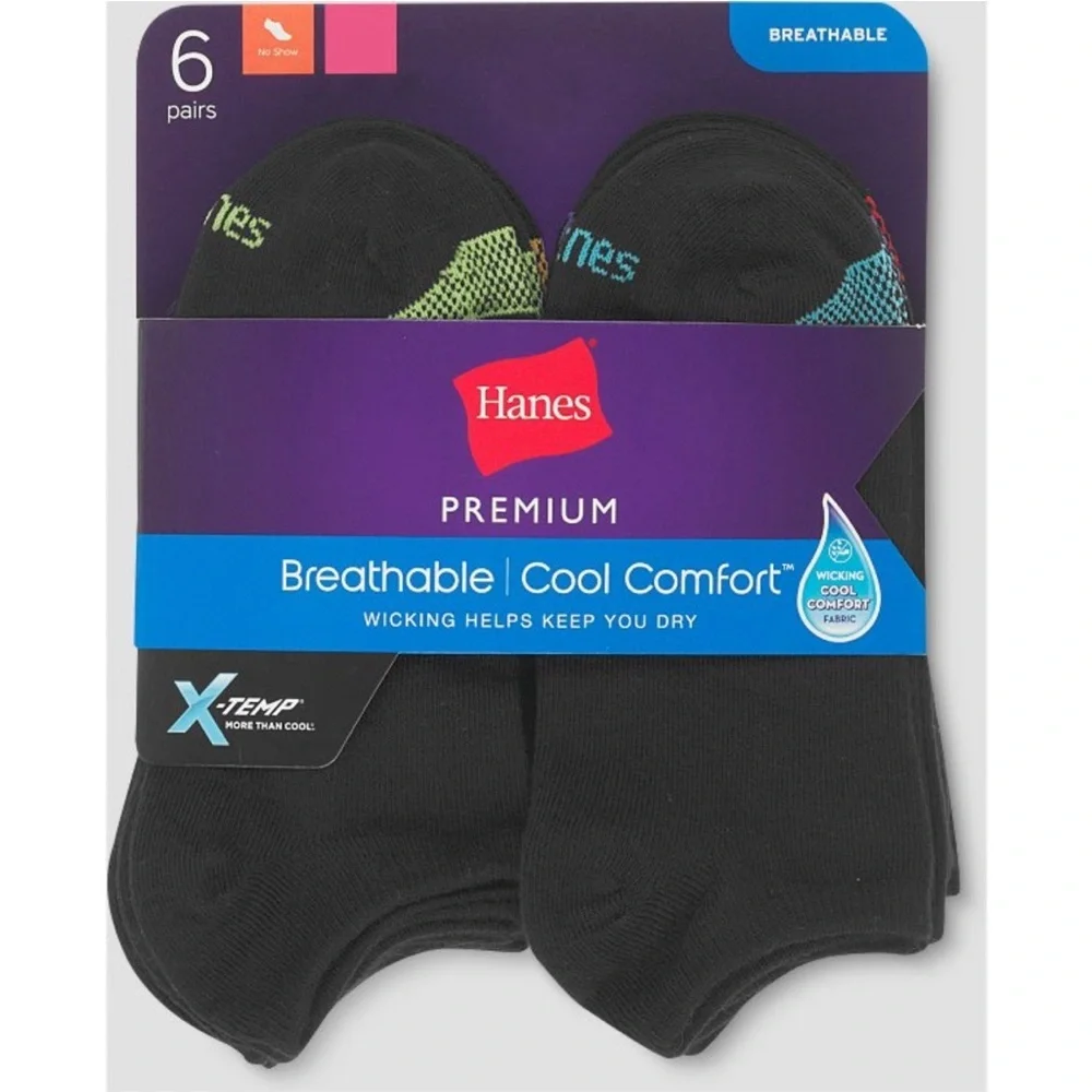 Hanes Black and Orange Casual Socks with Ribbed Cuff - Picture 2 of 2